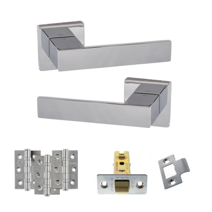 Senza Pari Panetti Door Handle Pack (Latch Set - 2.5" CE Latch, 3" Fire Rated Hinges x3) - Polished Chrome