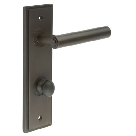 Richmond Door Handle Din Bathroom Backplate Dark Bronze & Turn & Release - By Frelan Hardware - BUR-45DB-456DB-80DB