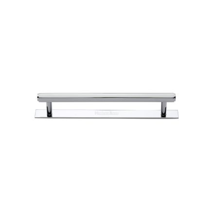 Heritage Brass Cabinet Pull Hexagonal Design with Plate 96mm CTC Polished Chrome Finish