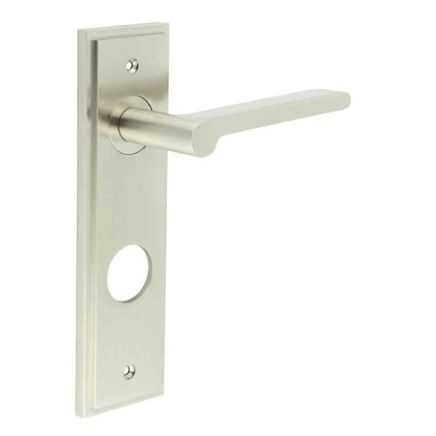 Fitzrovia Door Handle Din Bathroom Backplate Satin Nickel - By Frelan Hardware - BUR15KIT325