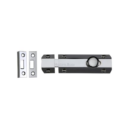 Heritage Brass Door Bolt Flat 4" Polished Chrome finish