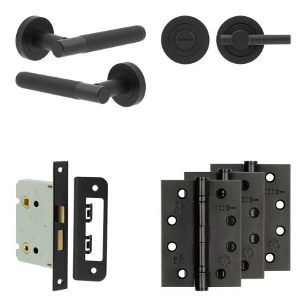 Complete Venice Door Handle Pack - Bathroom - Black - By Frelan Hardware - JE-F6A2-MB