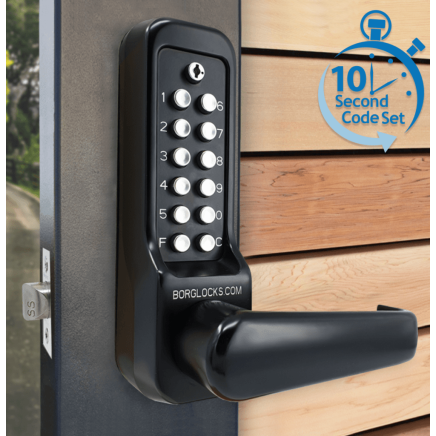 Borg BL7001 MG Pro ECP - Heavy Duty, High Traffic - Easicode Pro Flat Bar Lever Handle Keypad & Flat Bar Inside Handle, 60mm Tubular Latch, MG Pro (Black) Finish