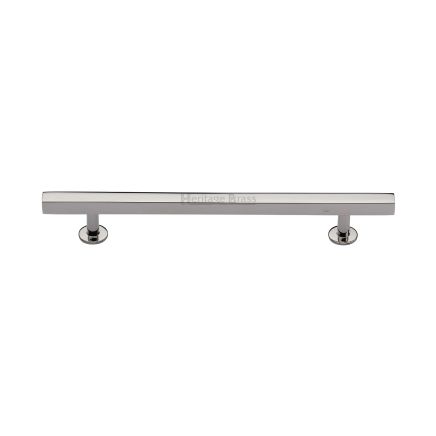 Heritage Brass Cabinet Pull Square Design with Footings 160mm CTC Polished Nickel finish