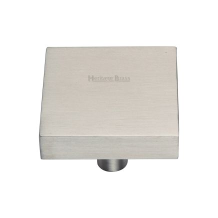 Heritage Brass Cabinet Knob Square Design 38mm Satin Nickel finish