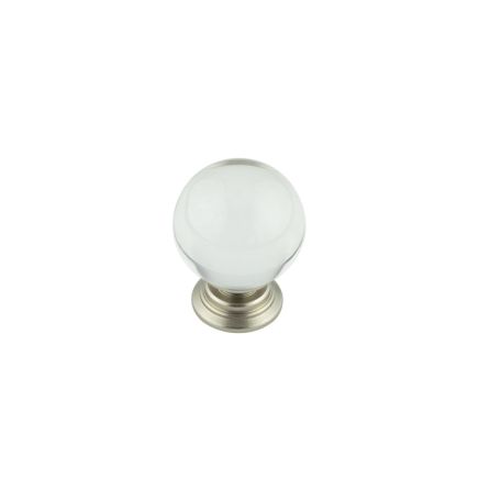 25mm Satin Nickel Clear Glass Ball Cupboard Knob - By Frelan Hardware - JH4151-25SN