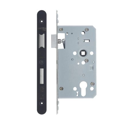 Zoo Hardware Din Euro Sashlock- Backset 60mm - 2 Pc Forend - Radius - PCB - Single Throw - Black
