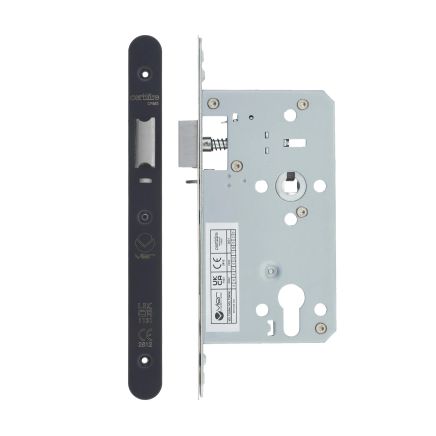 Zoo Hardware 2 Piece - DIN night latch - 72mm c/c - backset 60mm - radius - Black