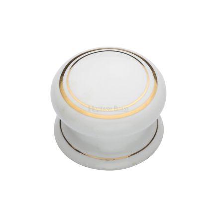 Cabinet Knob Gold Line 32mm with Porcelain base