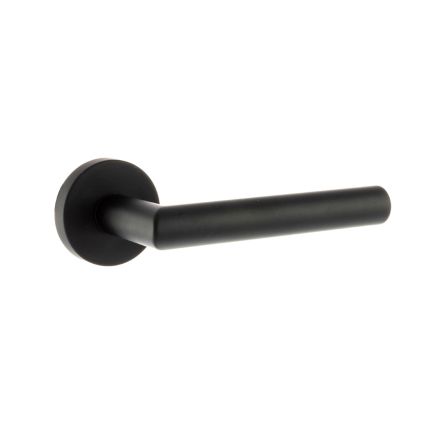 Forme Elle Lever Door Handle on Minimal Round Rose - Matt Black (Pair)