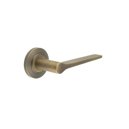 Knightsbridge Door Handle on Chamfered Rose Antique Brass - By Frelan Hardware - BUR20KIT2
