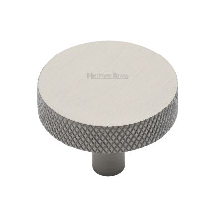 Heritage Brass Cabinet Knob Knurled Disc Design 38mm Satin Nickel finish