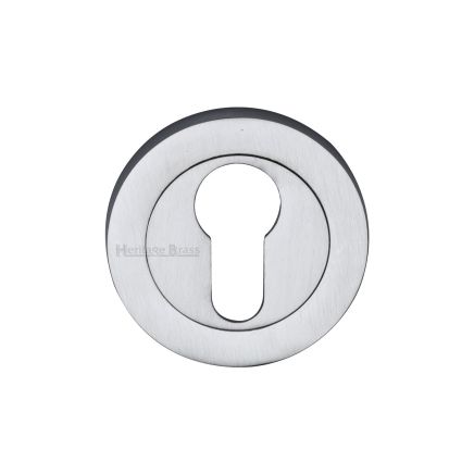Heritage Brass Euro Profile Cylinder Escutcheon Satin Chrome finish