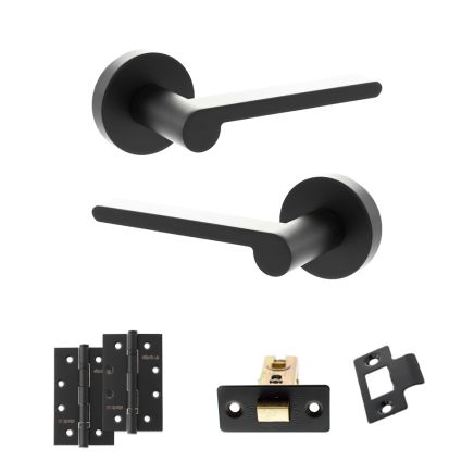 Senza Pari Darrio Door Handle Pack (Latch Set - 3" CE Latch, 4" Slim Knuckle Hinges x2) - Matt Black