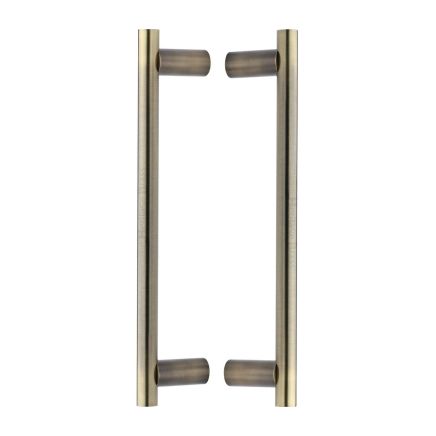 Heritage Brass Back to Back Door Pull Handle Round Bar Design 336mm Antique Brass Finish