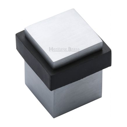 Heritage Brass Door Stop Square Floor Mounted Design Satin Chrome Finish