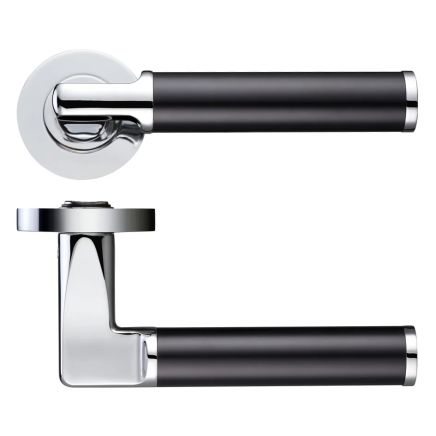 Zoo Hardware Milan lever on round rose - Polished Chrome / Matt Black