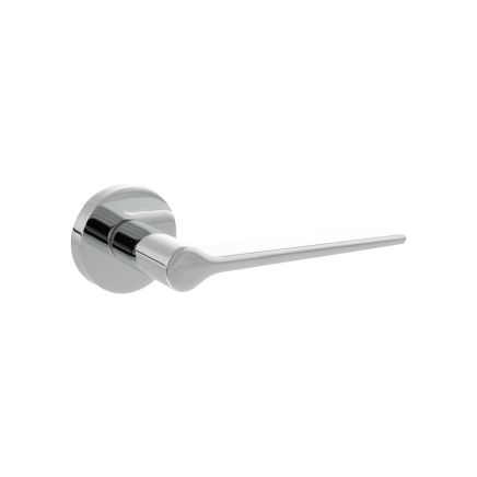 Senza Pari Laviano Lever Door Handle on Minimal Round Rose - Polished Chrome (Pair)