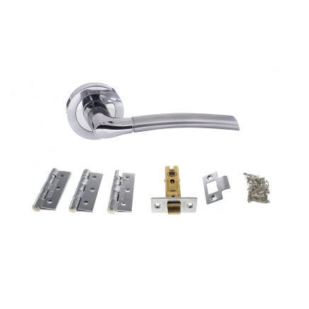 Atlantic Indiana Dorpac (3" Latch, 3"x2" Hingesx3) - Satin Chrome/Polished Chrome
