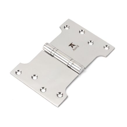 Polished SS (304) 4" x 4" x 6" Parliament Hinge (pair)