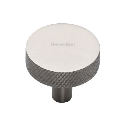 Heritage Brass Cabinet Knob Knurled Disc Design 32mm Satin Nickel finish