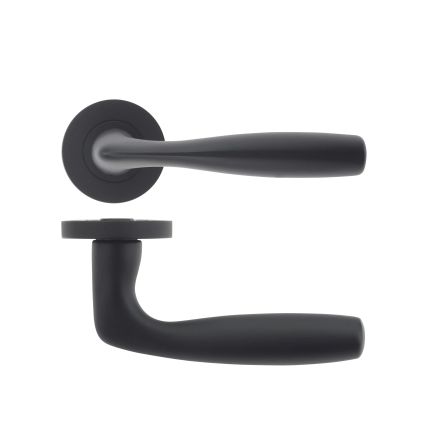 Zoo Hardware Corvus lever on round rose - Oscuro Matt Black
