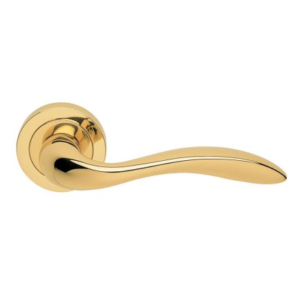 Giava Lever On Round Rose  - Polished Brass