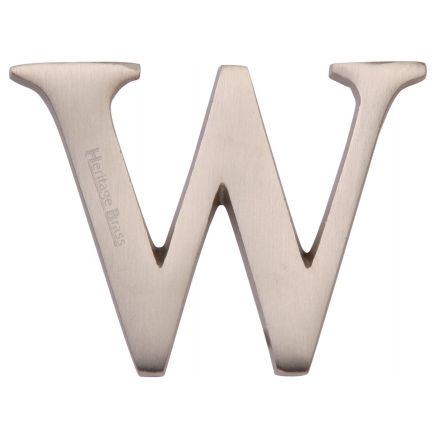 Heritage Brass Alphabet W Pin Fix 51mm (2") Satin Nickel Finish