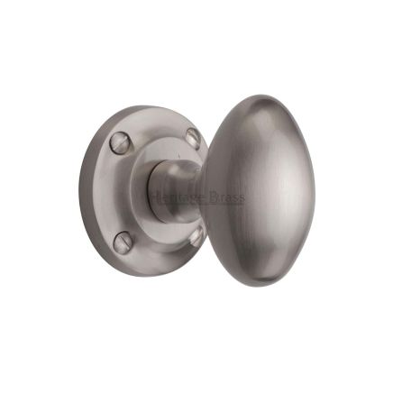Heritage Brass Mortice Knob on Rose Suffolk Design Satin Nickel finish