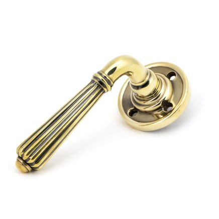 Aged Brass Hinton Lever on Rose Set