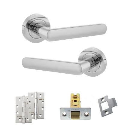 STATUS Carolina Door Handle Pack (Latch Set - 3" CE Latch, 4" Slim Knuckle Hinges x2) - Polished Chrome
