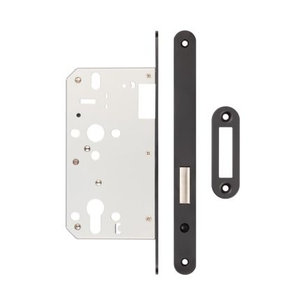72mm Black Din Euro Deadlock Radiused 60mm Backset - By Frelan Hardware - JL-DD60RMB