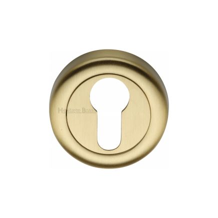 Heritage Brass Euro Profile Cylinder Escutcheon Satin Brass Finish