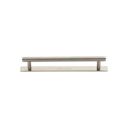 Heritage Brass Cabinet Pull Knurled Design with Plate 96mm CTC Satin Nickel Finish