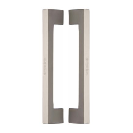 Heritage Brass Back to Back Door Pull Handle Metro Design 305mm Satin Nickel Finish