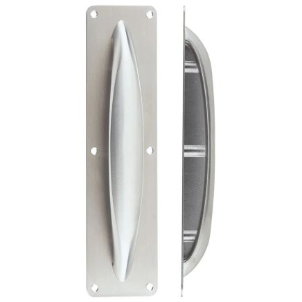 Zoo Hardware Anti Ligature Pull Handle on Backplate - Stainless Steel