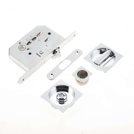 Jedo Bathroom Lock C/W Square Furniture To suit doors 40 to 45mm Polished Chrome - By Frelan Hardware - JV829PC