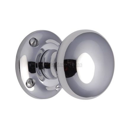 Heritage Brass Mortice Knob on Rose Victoria Design Polished Chrome finish