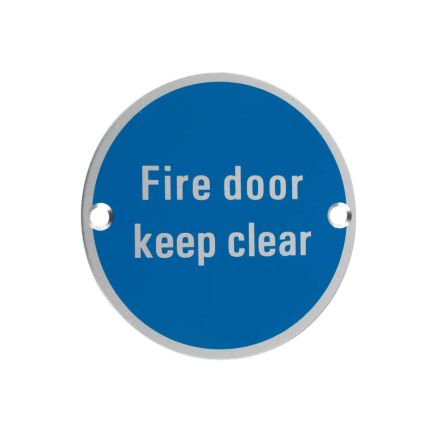 Zoo Hardware Signage - Fire Door Keep Clear - Satin Aluminium