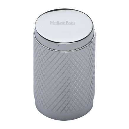Heritage Brass Cabinet Knob Cylindric Knurled Design 21mm Polished Chrome finish