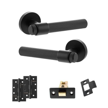 Senza Pari Fasana Door Handle Pack (Latch Set - 3" CE Latch, 4" Slim Knuckle Hinges x2) - Matt Black