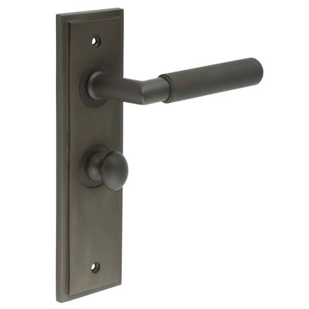 Piccadilly Door Handle Bathroom Backplate Dark Bronze & Turn & Release - By Frelan Hardware - BUR-40DB-453DB-80DB