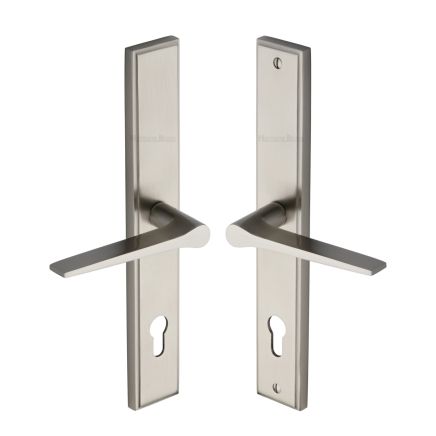 Heritage Brass Multi-Point Door Handle Lever Lock Gio LH Design Satin Nickel finish