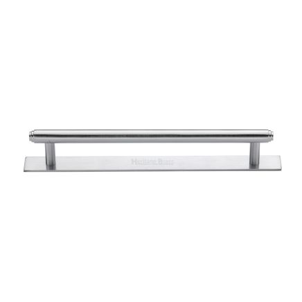 Heritage Brass Cabinet Pull Step Design with Plate 160mm CTC Satin Chrome Finish
