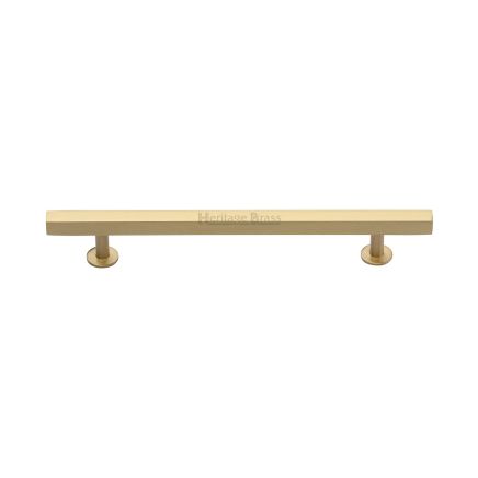 Heritage Brass Cabinet Pull Square Design with Footings 160mm CTC Satin Brass finish