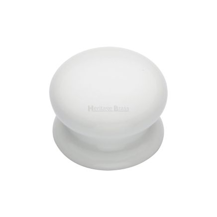 Cabinet Knob Plain White 32mm with Porcelain base