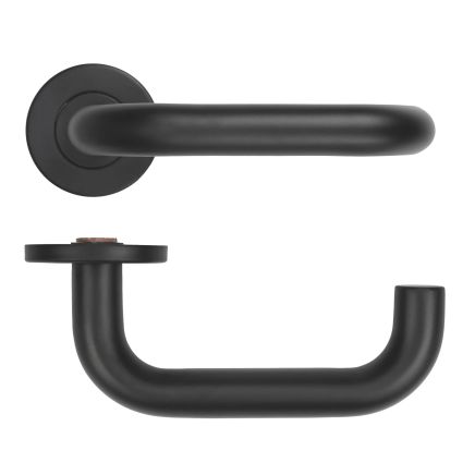 Zoo Hardware 19mm Tubular Return to Door Lever on Round Rose 53mm x 6mm Push-on Rose - BS EN 1906 Grade 3 - Grade 201 - PCB