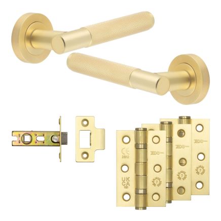 Complete Bari Door Handle Pack - Internal Doors - Satin Brass - 64mm / 3-inch Hinges - JE-D1B-SB