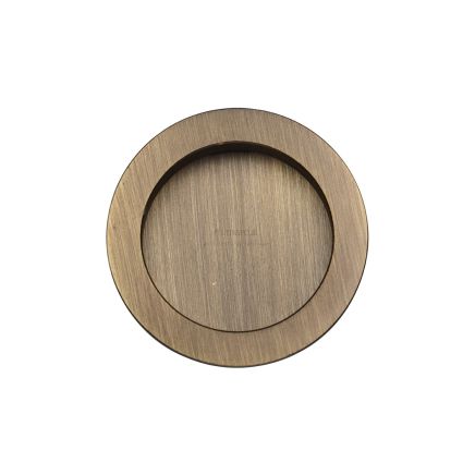 SLD Round Flush Pull Pair Antique Brass