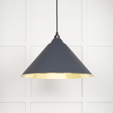 Smooth Brass Hockley Pendant in Slate